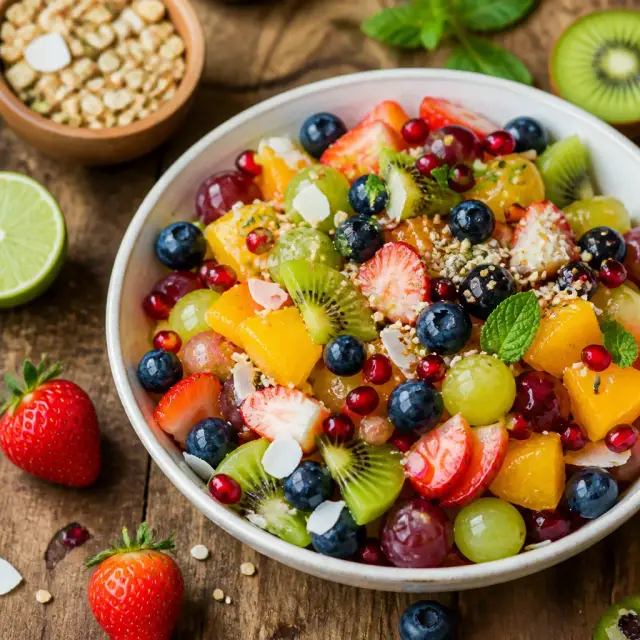 Cosmic Crunch Fruit Salad with Honey-Lime Drizzle