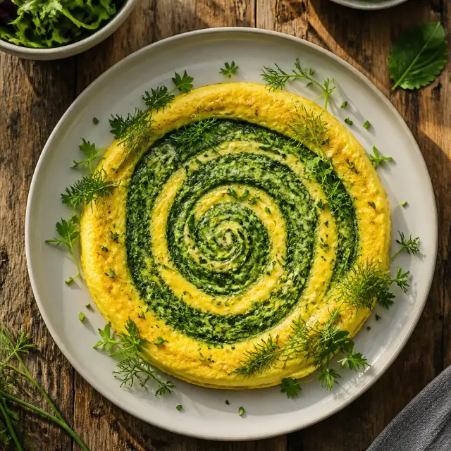 Orbital Omelet with Green Herb Swirl