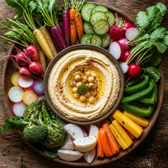 Tunnel-Tested Hummus with Pit-Grown Crudités
