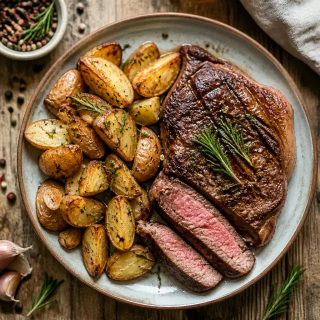 Ezio's Florentine Steak with Rosemary-Garlic Potatoes