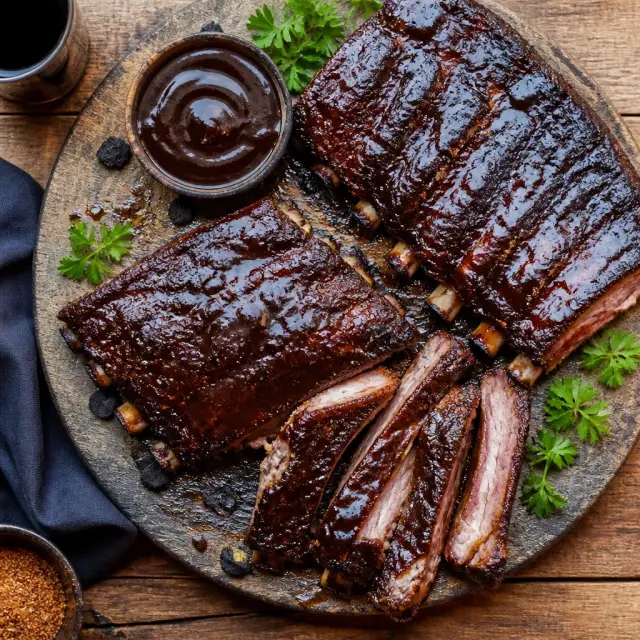 Gotham's Dark Knight Ribs with Smoked 'Bat' BBQ Sauce