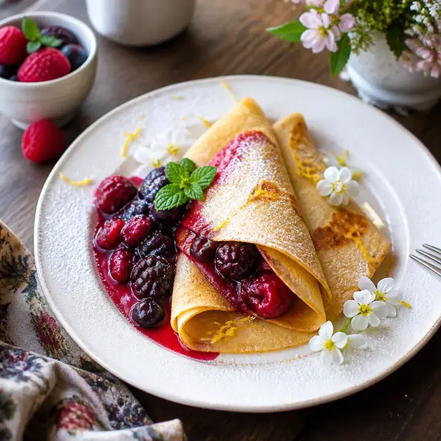 Belle's Provincial Breakfast Crepes with Wild Berry Compote