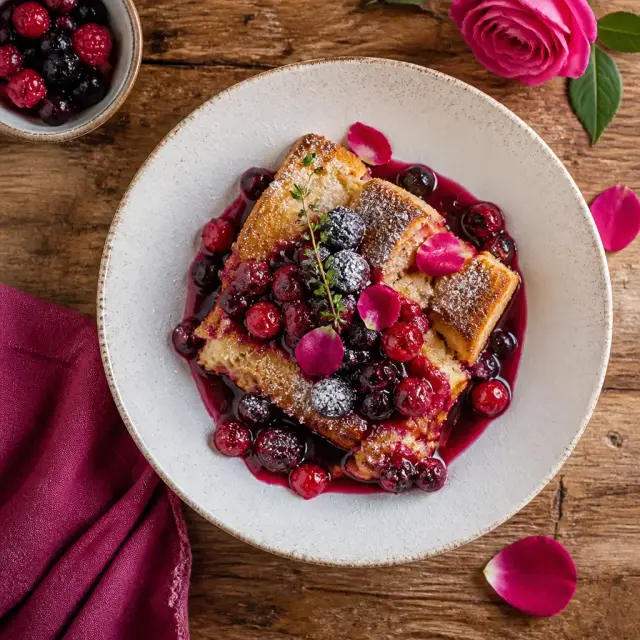 Belle's Provincial Bread Pudding with Wild Berry Compote