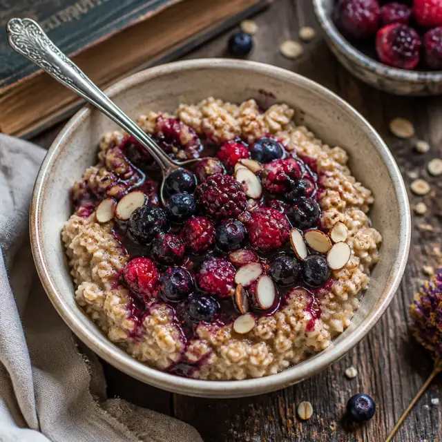 Ancient Tome Oatmeal with Wild Berry Compote