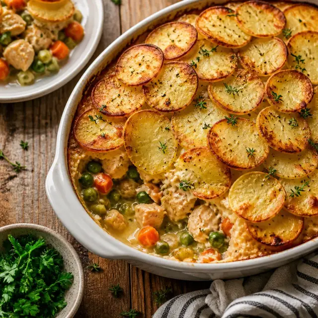 Clucky's Comfort Casserole with Golden Potato Topping