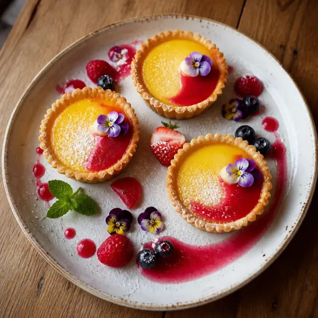 Glass Slipper Lemon Tarts with Berry Coulis