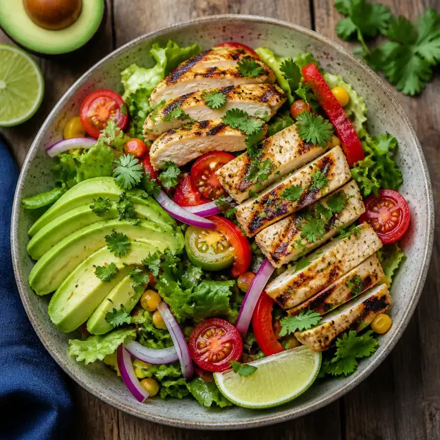 Adventurer's Avocado and Lime Salad with Grilled Chicken