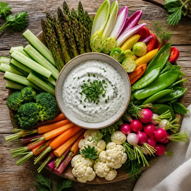 Green Room Crudité with 'No Idea' Dip