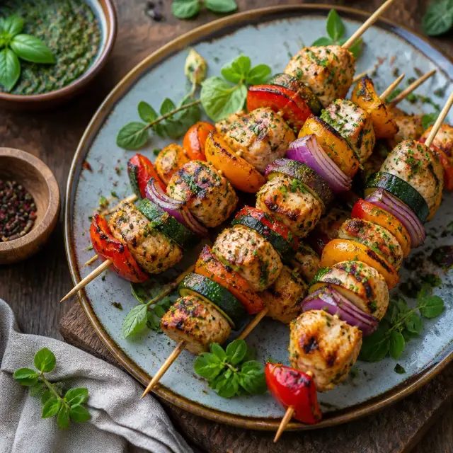 Curious Chicken and Vegetable Skewers