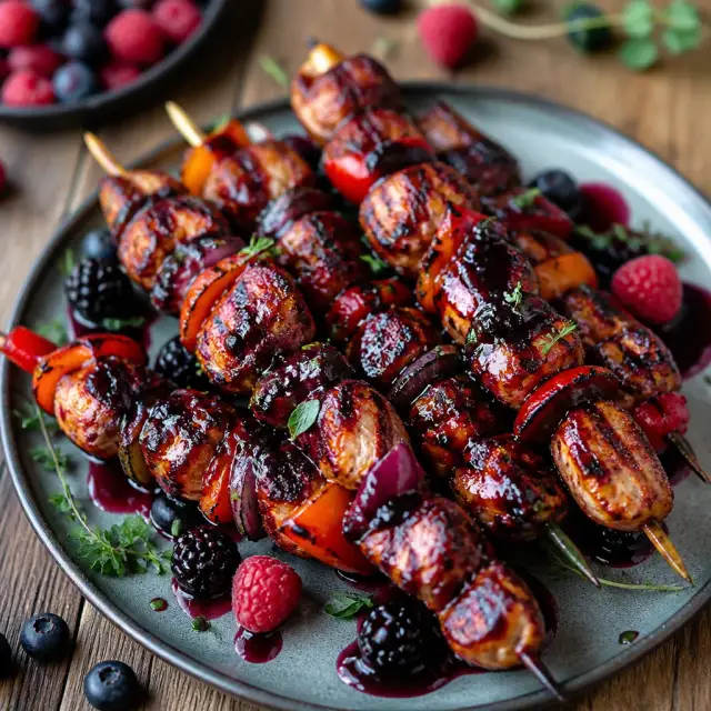 Night Fury's Fiery Skewers with Wild Berry Glaze