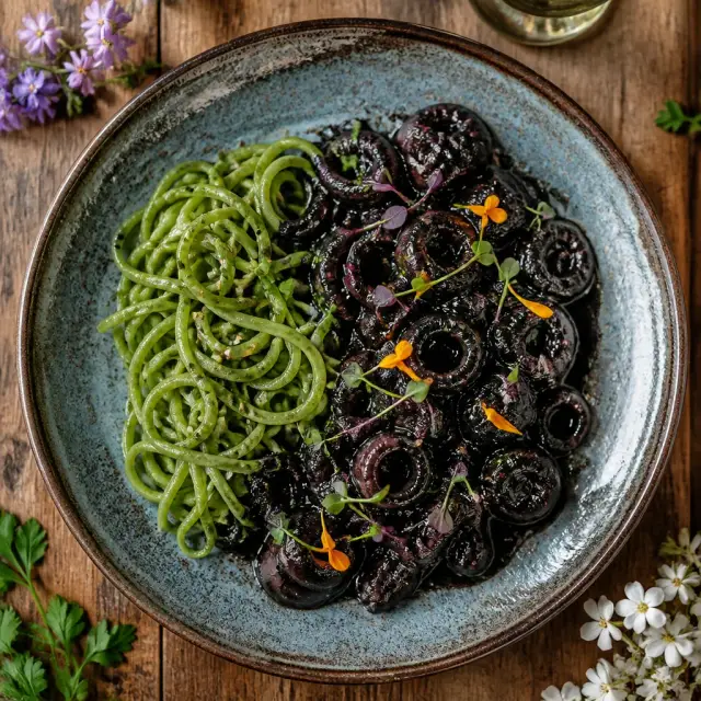 Hank's Camouflage Calamari with Seaweed Noodles