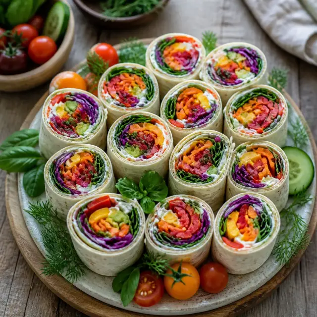 Garden-Fresh Rainbow Pinwheel Wraps