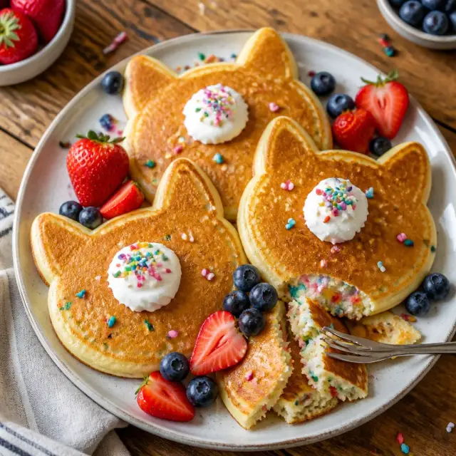 Sprinkle-Filled Cat Ears Pancakes