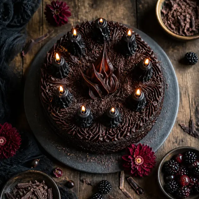 Black Flame Candle Cake