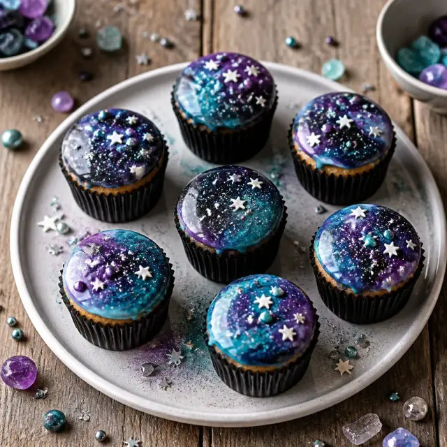 Space Voyage Cupcakes with Glowing Glaze