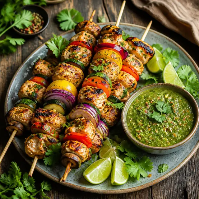 Jungle Canopy Skewers with Herbaceous Dip