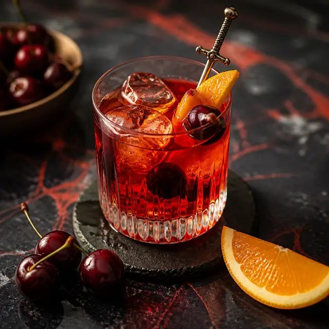 The Flaming Sword Bourbon Cherry Old Fashioned