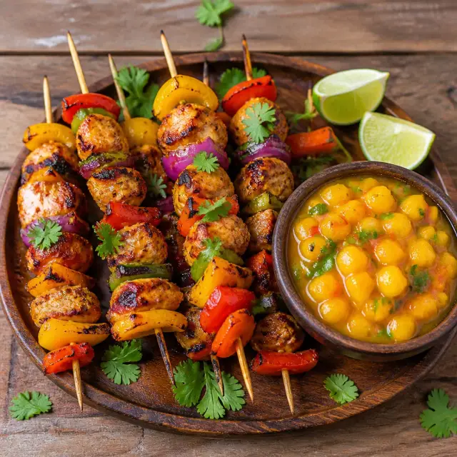 Safari Sunset Skewers with Mango Mambo Dip