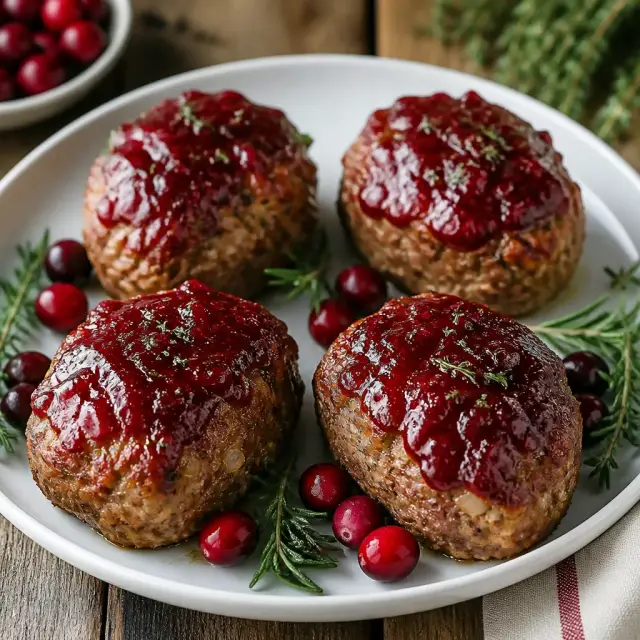Midnight Feast Mini Meatloaves with Cranberry Glaze