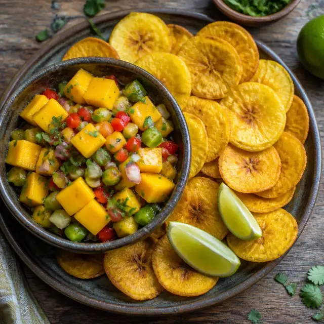 Mighty Lion's Share Mango Salsa with Plantain Chips