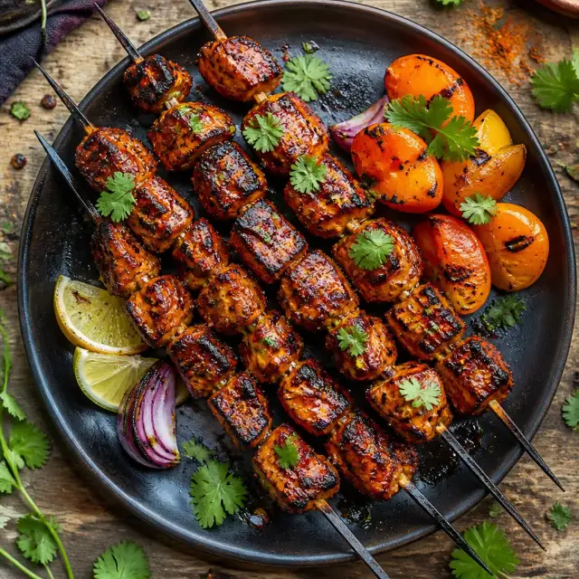 Phoenix Feather Spiced Chicken Skewers with Fire-Kissed Glaze