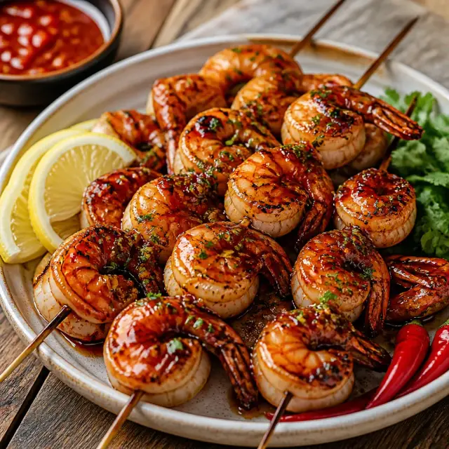 Hyper Combo Seafood Skewers with Fireball Glaze