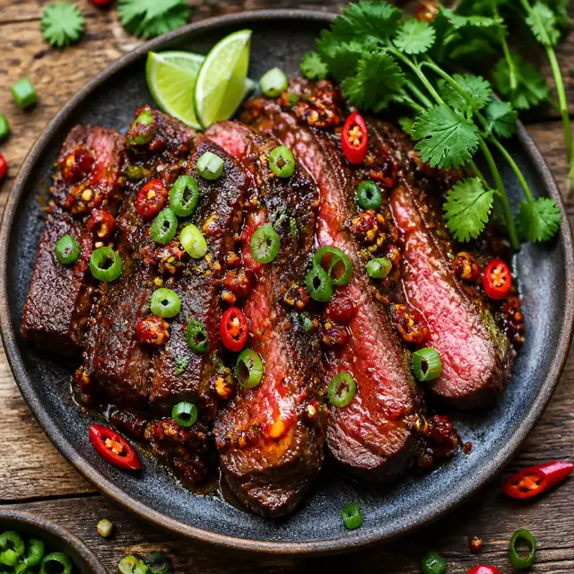 Raiden's Thunderous Pan-Seared Steak with Spicy Chili Glaze