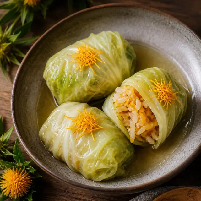 Yamagata Safflower Stuffed Cabbage Rolls