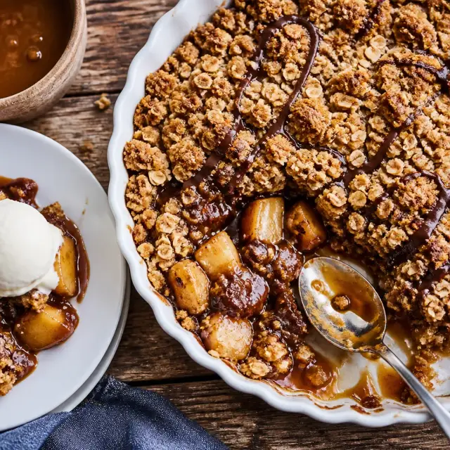 Cosmic Caramel Apple Crumble with a Dark Swirl