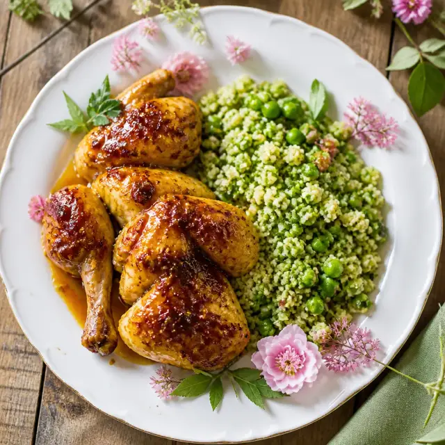 Glinda's Golden Glaze Chicken with Emerald City Couscous