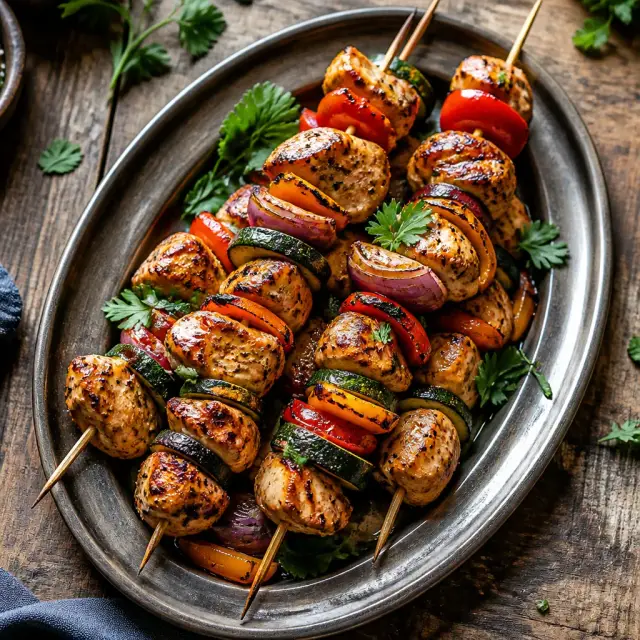 Captain Hook's Crocodile "Tick-Tock" Chicken and Vegetable Skewers