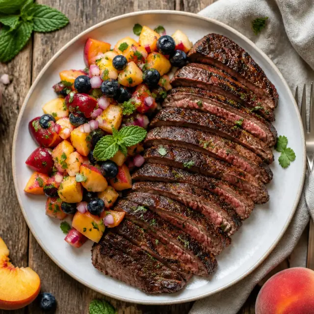 Ferb's Fantastic Flank Steak with Summer Fruit Salsa