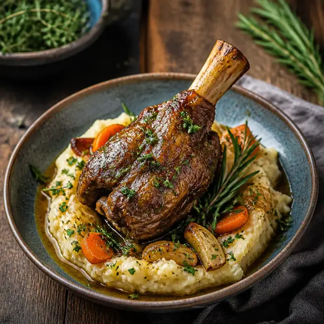 Pirate King's "Parlay" Spiced Lamb Shank with Smashed Roots