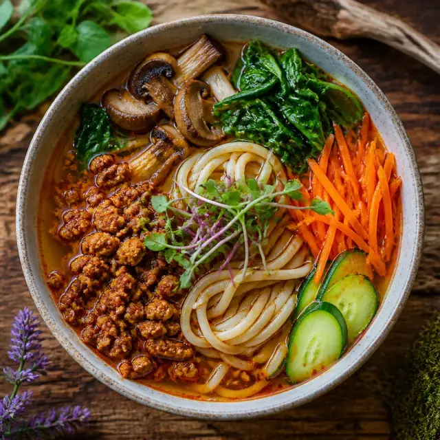Thriving Forest Forager's Noodle Bowl (Vegan Dandanmen-inspired)