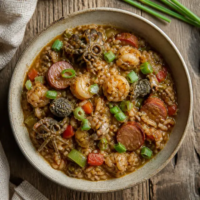 Mold-Stirred Jambalaya with Gumbo Filé