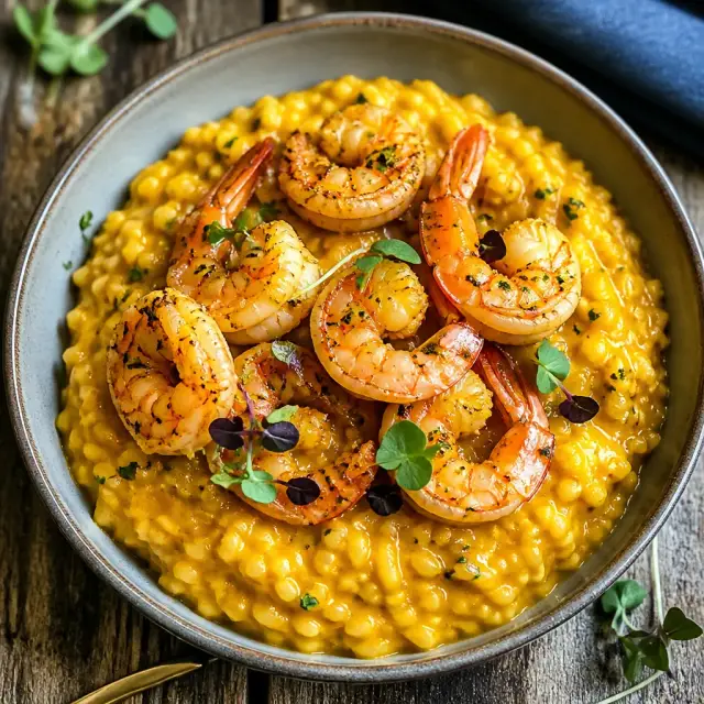 Oscar's Reef-Renovating Risotto with Golden Shrimp
