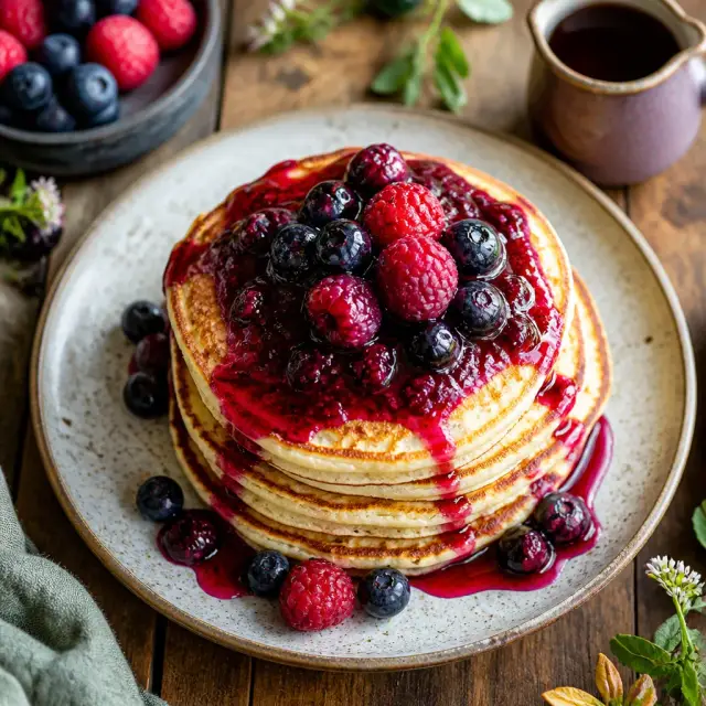 Morning Pasture Pancake Stack with Berry Compote