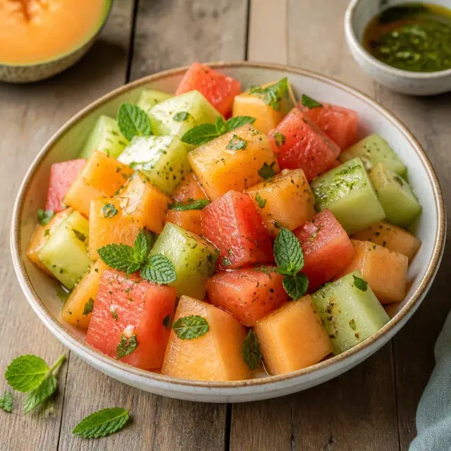 Wild Mare Melon Salad with Minted Honey Drizzle