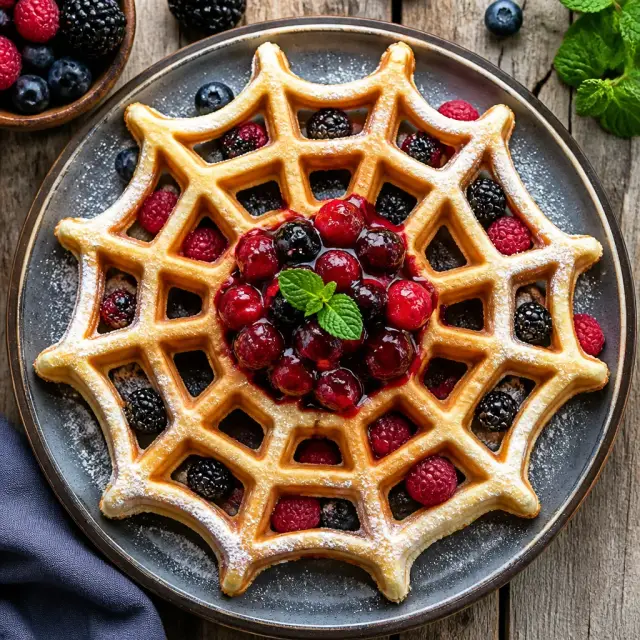 Ms. Tarantula's Web of Waffles with Berry Burst