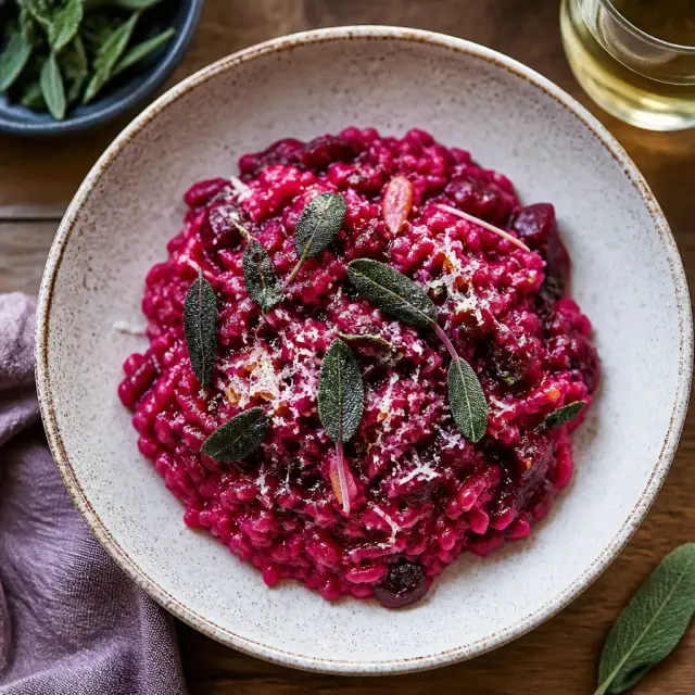 Brainy Bites Beet Risotto with Crispy Sage