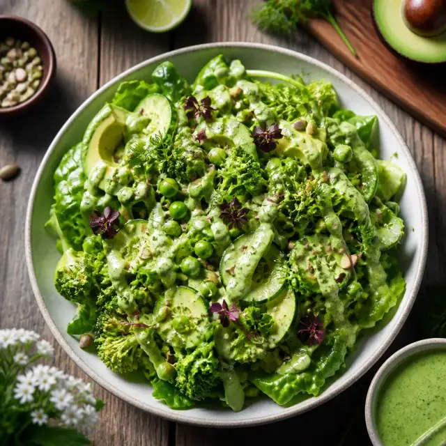 Rejuvenating Green Goddess Salad with Avocado Dressing